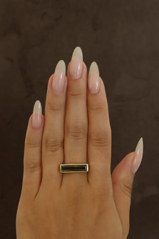 green tourmaline bar ring