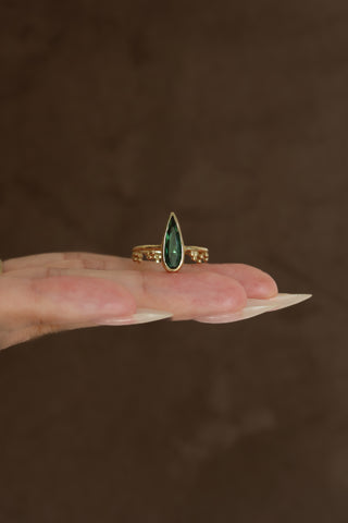 beaded green tourmaline ring