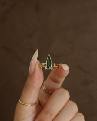 beaded green tourmaline ring