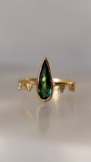beaded green tourmaline ring