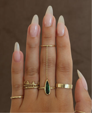 green tourmaline chain ring