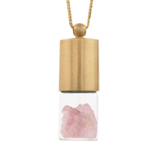 essential oil roller bottle necklace - rose quartz