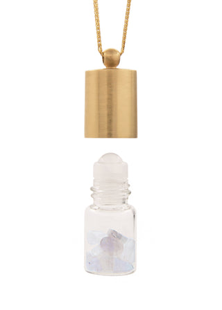 essential oil roller bottle necklace - moonstone
